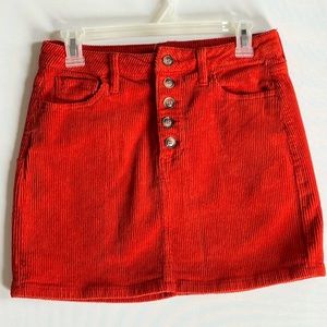 Cello Mini Skirt Front Button Orange Corduroy Sz S